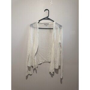 Caslon Drop Shoulder Open Front Lightweight Cardigan White Casual Size Petite M